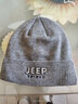 JEEP帽子男士毛线帽防风护耳保暖加绒棉帽潮流韩版羊毛混纺秋冬针织帽休闲防寒帽 A0190浅灰 实拍图