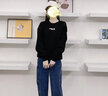 FILA 斐乐女装卫衣男女同款套头卫衣秋冬情侣款休闲加绒保暖长袖上衣 正黑色-BK 175/96A/L 实拍图