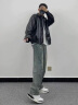 POUM美式复古痞帅皮衣hiphop机车夹克男秋季宽松休闲字母钢印外套男潮 QNFS-PU9109黑色 XL 实拍图