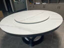 琛舍高端实木岩板餐桌椅组合现代简约意式大理石圆桌带转盘家用饭桌 中花白【加厚大理石】 1.5米 一桌六椅【带转盘】 实拍图