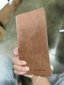书果儿(SHU GUO ER)男钱包长款日韩薄款复古磨砂青年软皮夹男式个性时尚学生票夹 咖啡#B131 实拍图