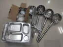 秉德餐盘成人食堂饭盘304不锈钢快餐盘学生分餐盘饭盒餐具套装可刻字 304钢 1.8厚5格+13cm碗+筷勺 实拍图