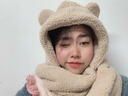 目丸 小熊耳朵帽子围巾一体女秋冬季连帽围巾百搭韩版可爱少女保暖学 【双层加厚】卡其色 实拍图