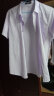 曼卡龙 短袖衬衫男士夏季新款纯色衫男韩版修身商务休闲男士免烫衬衣 73短袖紫色 180/XXL 实拍图
