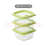 茶花（CHAHUA）塑料冰箱保鲜盒家用冷冻水果蔬菜专用收纳盒食品级冰箱收纳盒 绿色3个装-780ML正方形 实拍图