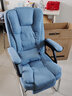 勤一 加厚可躺办公椅子电脑椅家用老板椅弓形麻将椅子午休靠背座椅 布艺-蓝色-可躺 尊享款（带脚托+带腰枕） 实拍图