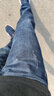 真维斯（JEANSWEST）牛仔裤男2025春夏柔软棉弹修身小脚裤潮流时尚印花男长裤深蓝30 实拍图