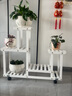 华观家居（Home Giving Furniture）多层实木花架阳台置物架室内花架子客厅落地式多肉绿萝花盆植物架 B款白色带轮 实拍图