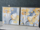 水竞 油画 餐厅装饰画客厅挂画北欧玄关画现代简约过道壁画抽象花卉画 D款 香槟银(环保PS画框) 60*60 实拍图