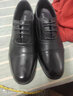 富贵鸟（FUGUINIAO）皮鞋男真皮正装冬加绒皮鞋增高商务男鞋三接头西装鞋德比男士皮鞋 FG0020黑色套脚(平跟单鞋款) 41 实拍图