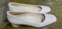 莱尔斯丹优雅方头光身纯色粗跟套脚工鞋女鞋单鞋4M46318 米白色 OWK 36 晒单实拍图