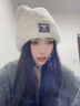 原谅色甜美可爱小熊毛绒针织帽子秋冬季护耳保暖防寒显脸小百搭毛线帽潮 奶白色 实拍图