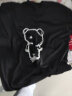 雅鹿短袖t恤男纯棉圆领韩版宽松大码半截袖青少年学生夏季休闲男士t恤 黑/守望小熊 XL （重140-150斤高170-175） 实拍图
