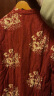 乱在江南棉麻印花连衣裙加绒保暖冬装新款宽松舒适长款民族风女装 深红色 M 实拍图