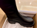 热风秋冬新款女士丝袜骑士靴棕色长筒靴显瘦高筒靴女靴子 01黑色（四季单里3802） 38 实拍图