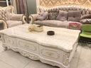 梦美斯宣 欧式茶几 天然大理石实木茶几 茶桌客厅家具实木茶几茶台722 1.6米天然白玉石茶几描金描银选 实拍图