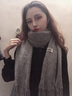 莱维森 围巾女长款披肩秋冬季学生情侣仿羊绒流苏保暖拼色围脖节日礼盒 双色贴标灰+绿 普通装 实拍图