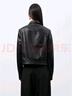 太平鸟女装短外套PU皮衣女美拉德秋装时尚高级感翻领 黑色 S  实拍图