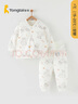 童泰宝宝套装秋冬季纯棉婴儿夹棉衣服儿童对开上衣高腰护肚裤子 灰色 100 cm（按扣 7A抗菌） 实拍图
