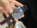 马克华菲（MARK FAIRWHALE）手表男士机械表全自动赛车系列双面镂空国表飞轮夜光防水潮流男表 银壳红面胶带款 实拍图