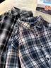 SWAMP AREA复古格子衬衫男春秋宽松休闲港风长袖衬衣外套CS006藏青M 实拍图