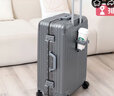 EAZZ【欧洲获奖】耐摔铝框行李箱拉杆箱男女登机箱旅行箱学生密码皮箱 【升级杯架+挂包扣】 卡扣 -灰色 24英寸 ｜中长途容量 实拍图