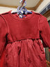 Auro Mesa春秋新年女童连衣裙长袖女宝宝抓周百天公主裙酒红礼服纱裙毛衣裙 酒红 100 实拍图
