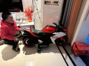 钻诗大号儿童电动摩托车3-7-10岁男女小孩宝宝充电两轮玩具新款摩托 旗舰红+手拧加速+灯轮皮座12V 实拍图