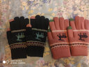 撞青春保暖毛线手套男女秋冬季针织手套学生时尚韩版可爱情侣手套 玫红色 均码 1双 实拍图
