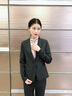 五沃格子职业装女装套装小西装女酒店经理修身时尚名媛正装气质工作服 蓝格外套+西裤 XL 实拍图