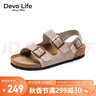 Devo Life的沃软木凉鞋男女同款休闲凉鞋夏季勃肯鞋情侣外穿沙滩凉拖鞋2627 灰色反绒皮 38 （建议拍小一码） 实拍图