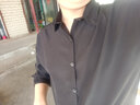 港蒂湾 衬衫男春季长袖纯色黑衬衫韩版潮流衬衣宽松休闲垂感百搭打底衫 黑色(长袖) 3XL(160-180斤) 实拍图