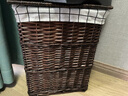 宜然家居 藤编脏衣篮 带盖脏衣服收纳筐脏衣篓洗衣篮 咖色筐+大方格里布 中号 实拍图