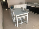 木如金镶轻奢餐桌椅组合现代简约小户型钢化玻璃子吃饭家用快餐饭店出租房 黑腿+白面+白玻配6把闪电椅 130cm *宽80cm*高75cm 实拍图
