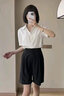FitonTon雪纺衬衫女2025年夏装短袖白色衬衣通勤简约气质女上衣 S 实拍图