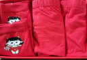 南极人儿童内裤男童女童平角裤95%棉质大红色本命年套装龙年12岁短裤头 儿童女大红内裤2条+袜子2双 160（建议体重70-85斤） 实拍图