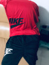 新款运动套装男短袖短裤夏季宽松透气跑步健身服排球兵乒球羽毛球运动服休闲套装 红色 XL码 实拍图