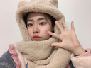 目丸 小熊耳朵帽子围巾一体女秋冬季连帽围巾百搭韩版可爱少女保暖学 【双层加厚】卡其色 实拍图