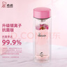 希诺（HEENOOR）双层玻璃杯家用女士带滤网个性潮流清新花茶杯隔热防烫便携水杯 升级抗菌版-水晶粉300ml 实拍图