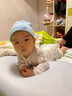 李晨曦（Lichenxi） 婴儿帽子0-12个月春秋季新生儿套头帽宝宝帽子男女童纯棉胎帽 机器人二件套蓝色 均码(0-10个月的宝宝头围38-44CM 实拍图