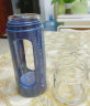 富光泡茶杯大容量玻璃杯透明茶水分离杯子办公水杯 深蓝色 340ML 实拍图