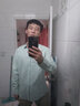 东枫棉麻长袖衬衫男简约纯色小清新休闲外套男时尚舒适透气潮流衬衣男 水绿色 L （115-135斤） 实拍图