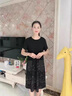 缇米媗胖妈妈夏装中长款连衣裙洋气中老年阔太太加肥加大宽松裙子200斤 黑色 XL 建议穿115-130斤 实拍图