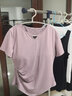 悦步瑜伽服女上衣带胸垫套装普拉提训练服紧健身运动速干衣短袖T恤 紫色【含胸垫】 XL 【建议125-140斤】 实拍图