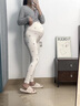 Mom Jane孕妇秋裤内穿春夏薄款家居服产后怀孕期线裤衬裤棉打底裤不勒肚子 粉印樱桃（透气95%棉-200g） XL（120-135斤） 实拍图