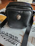 阿诺妮斯头层牛皮单肩包男士小包迷你斜挎包男包休闲挂包小背包出行手机包 黑色狮子头 实拍图