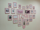 纪恒暄 心形实木照片墙挂墙组合装饰画框婚纱照个性欧式木质像框相片框 24框粉色+美好生活 实拍图