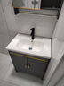 优莱可可落地式浴室柜陶瓷一体盆洗手盆柜组合卫生间洗脸盆洗漱台池太空铝 绅士灰落地大门加镜柜43cm 实拍图