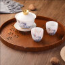 唐宗筷日式木质托盘 餐盘 茶托 水杯托盘 点心干果盘 圆形镂空 30cm棕色 实拍图