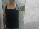 简束背心男纯色棉质紧身运动方领背心夏季弹力无袖透气男士打底汗衫 黑色 2XL （80kg左右） 实拍图